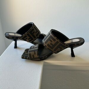 Black and Brown Logo Mules size 35